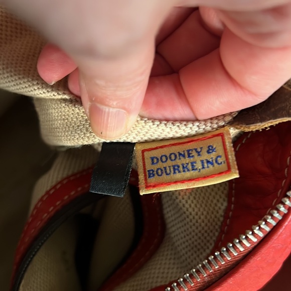 Dooney & Bourke Red with Brown Leather Strap Boho Bag - Picture 10 of 11